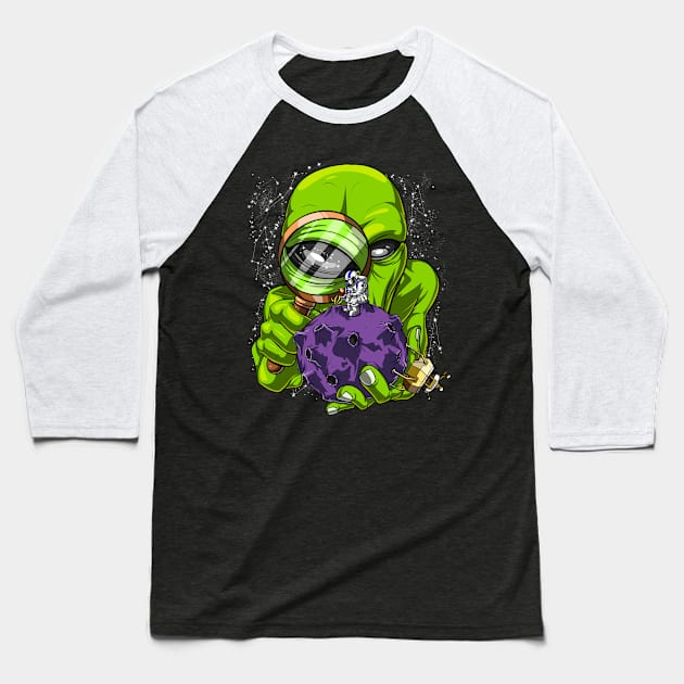 Astronaut Alien Abduction Baseball T-Shirt by underheaven